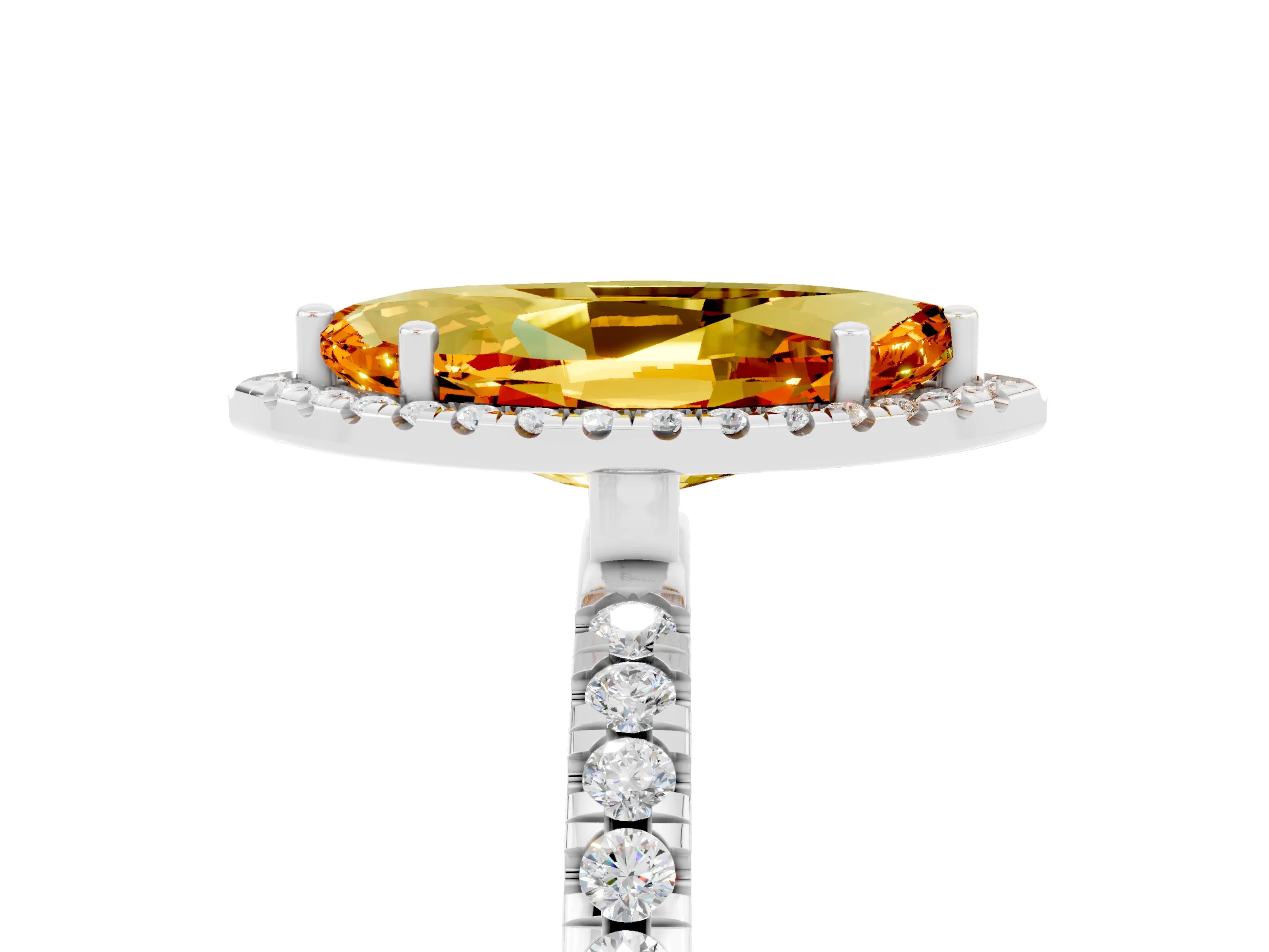White gold Marquise Cut Halo Diamond Pave Band with Prong Setting_5