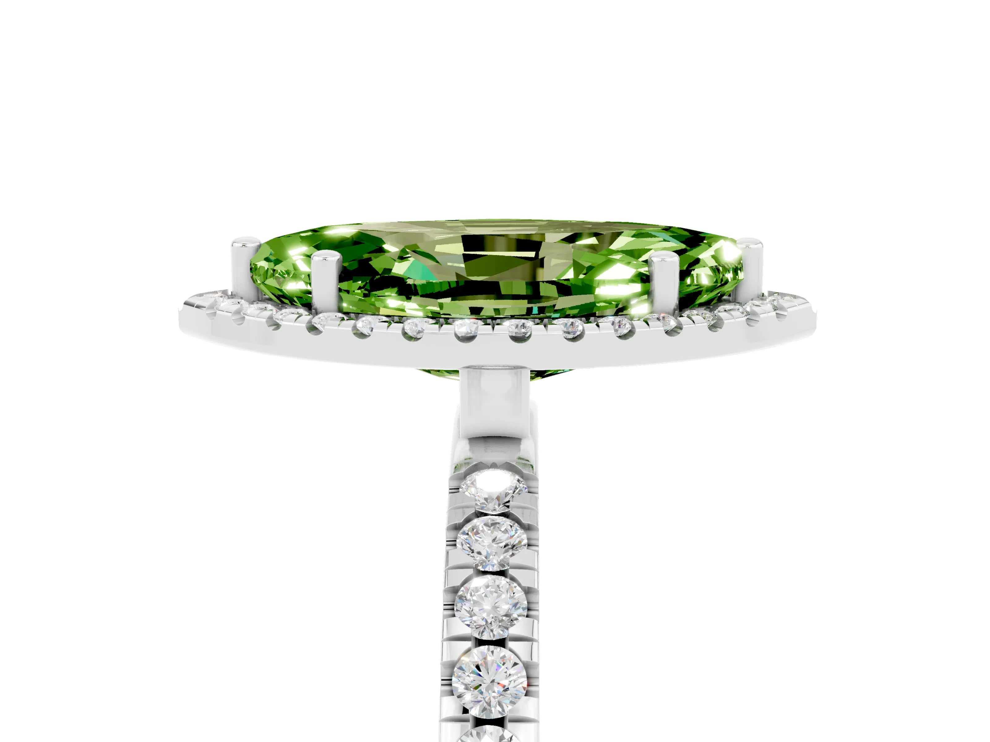 White gold Marquise Cut Halo Diamond Pave Band with Prong Setting_5
