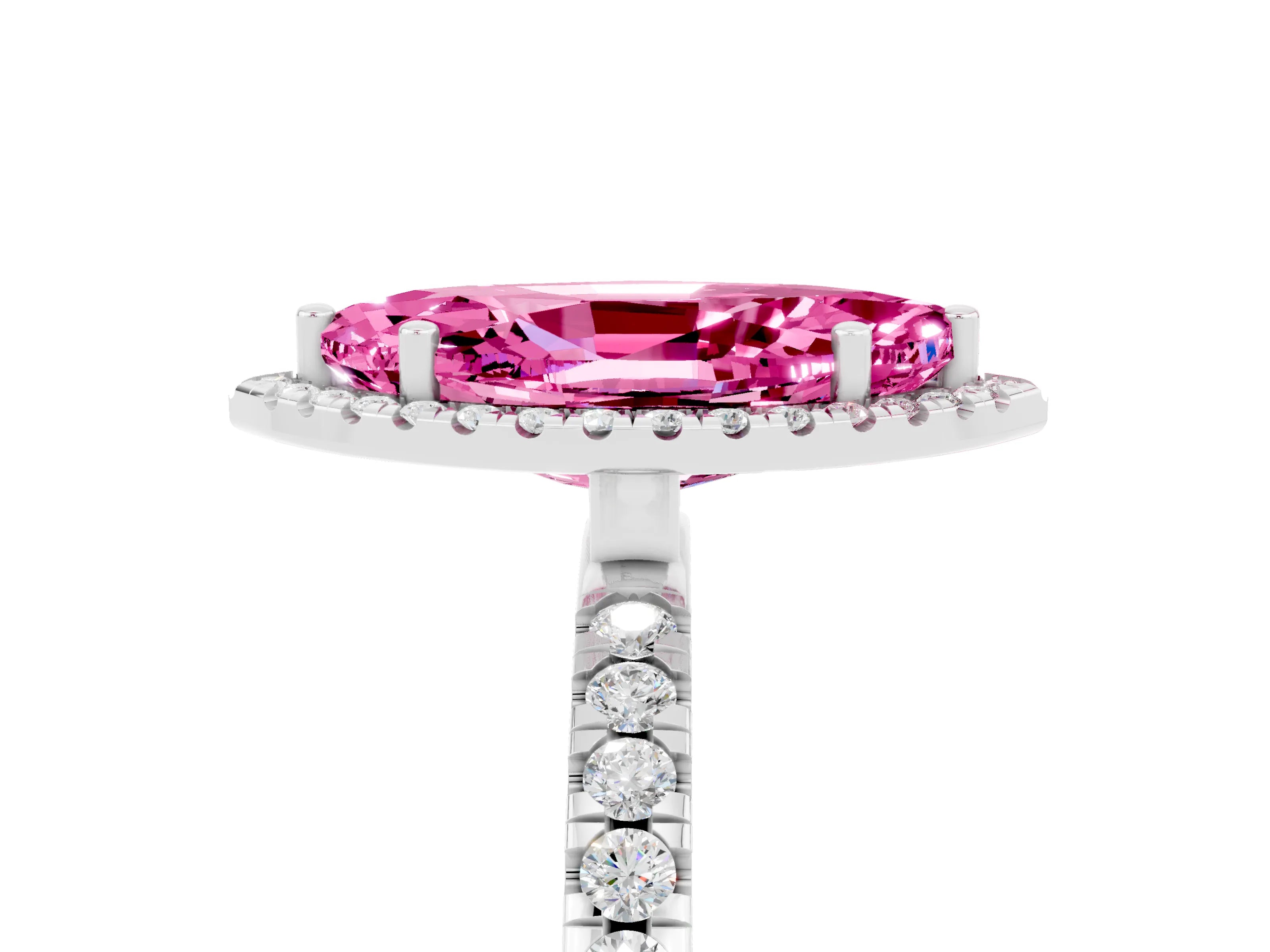 White gold Marquise Cut Halo Diamond Pave Band with Prong Setting_5