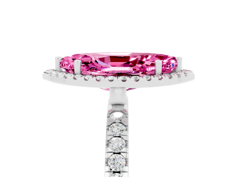 White gold Marquise Cut Halo Diamond Pave Band with Prong Setting_5