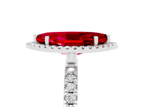 White gold Marquise Cut Halo Diamond Pave Band with Prong Setting_5
