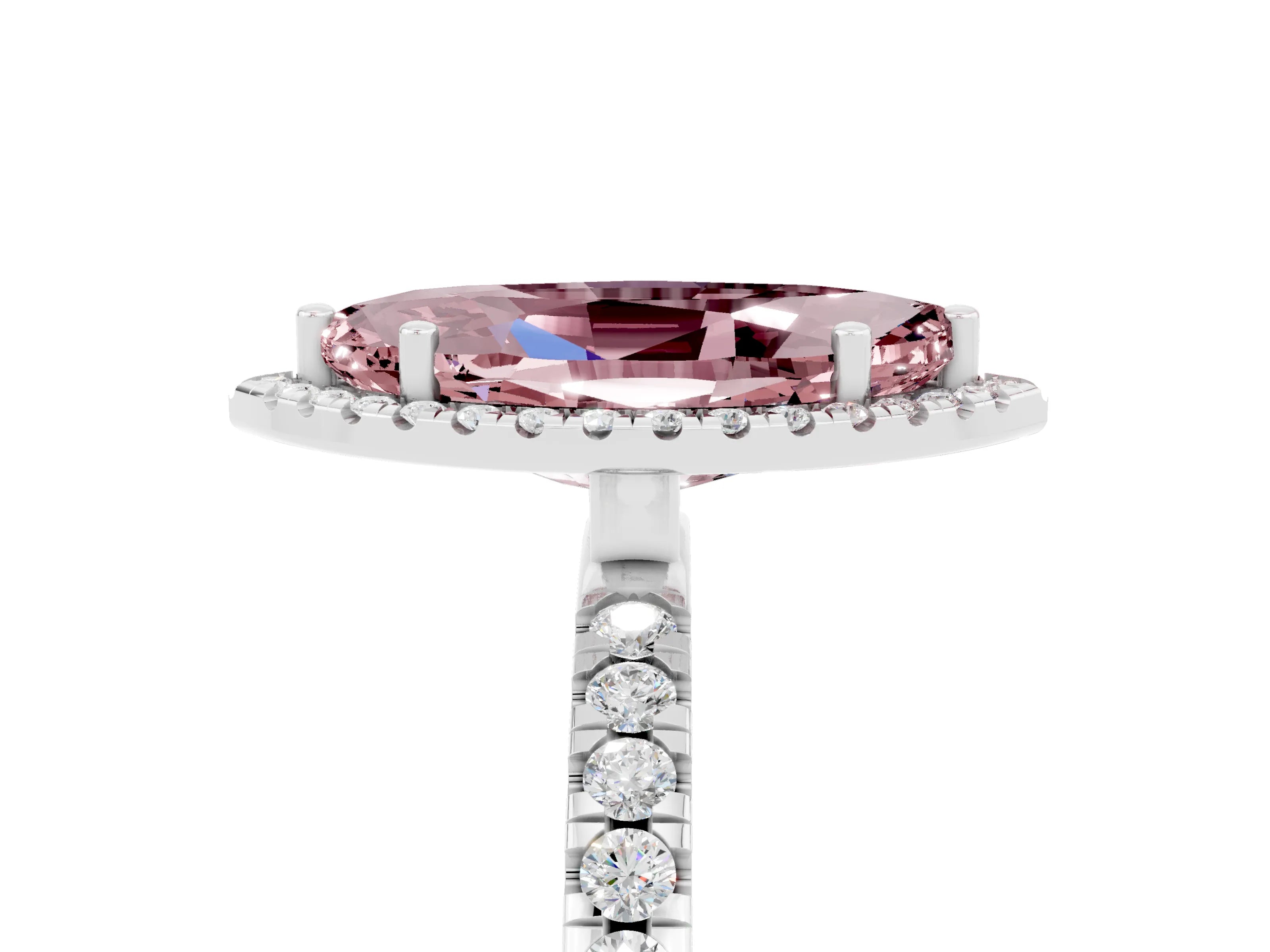 White gold Marquise Cut Halo Diamond Pave Band with Prong Setting_5