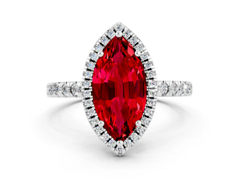 White gold Marquise Cut Halo Diamond Pave Band with Prong Setting