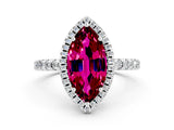 White gold Marquise Cut Halo Diamond Pave Band with Prong Setting