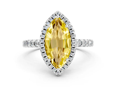 White gold Marquise Cut Halo Diamond Pave Band with Prong Setting