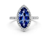 White gold Marquise Cut Halo Diamond Pave Band with Prong Setting