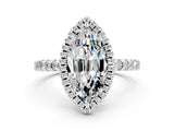White gold Marquise Cut Halo Diamond Pave Band with Prong Setting