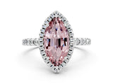 White gold Marquise Cut Halo Diamond Pave Band with Prong Setting