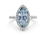 White gold Marquise Cut Halo Diamond Pave Band with Prong Setting