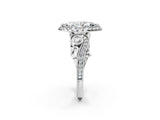 White gold Marquise Cut Halo Diamond Ring with Milgrain and Bezel Accents on a Split Shank Band_17