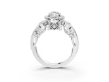 White gold Marquise Cut Halo Diamond Ring with Milgrain and Bezel Accents on a Split Shank Band_18