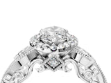 White gold Marquise Cut Halo Diamond Ring with Milgrain and Bezel Accents on a Split Shank Band_19