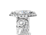 White gold Marquise Cut Halo Diamond Ring with Milgrain and Bezel Accents on a Split Shank Band_20