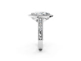 White gold Marquise Cut Halo Diamond Ring with Pavé Band and Four-Prong Setting_93