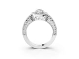 White gold Marquise Cut Halo Diamond Ring with Pavé Band and Four-Prong Setting_94