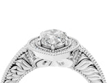 White gold Marquise Cut Halo Diamond Ring with Pavé Band and Four-Prong Setting_95
