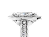 White gold Marquise Cut Halo Diamond Ring with Pavé Band and Four-Prong Setting_96