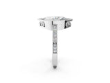 White gold Marquise Cut Halo Diamond Ring with Pavé Band and Milgrain Prong Setting_33
