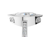 White gold Marquise Cut Halo Diamond Ring with Pavé Band and Milgrain Prong Setting_37