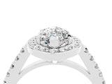 White gold Marquise Cut Halo Diamond Ring with Pavé Band and Three-Prong Setting_10