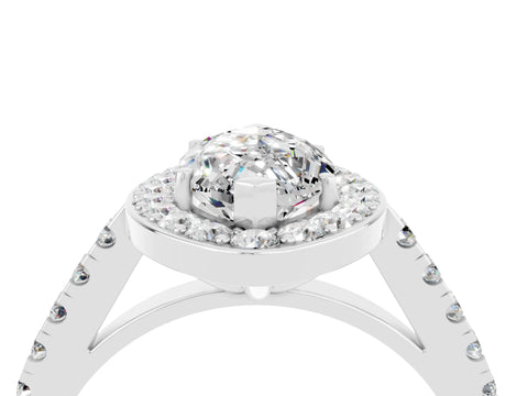 White gold Marquise Cut Halo Diamond Ring with Pavé Band and Three-Prong Setting_10