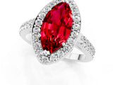 White gold Marquise Cut Halo Diamond Ring with Pavé Band and Three-Prong Setting_13