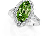 White gold Marquise Cut Halo Diamond Ring with Pavé Band and Three-Prong Setting_13