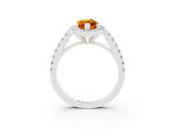 White gold Marquise Cut Halo Diamond Ring with Pavé Band and Three-Prong Setting_15