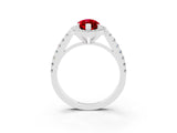 White gold Marquise Cut Halo Diamond Ring with Pavé Band and Three-Prong Setting_15