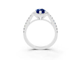 White gold Marquise Cut Halo Diamond Ring with Pavé Band and Three-Prong Setting_15