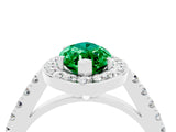 White gold Marquise Cut Halo Diamond Ring with Pavé Band and Three-Prong Setting_16