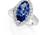 White gold Marquise Cut Halo Diamond Ring with Pavé Band and Three-Prong Setting_19