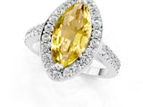 White gold Marquise Cut Halo Diamond Ring with Pavé Band and Three-Prong Setting_1