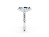 White gold Marquise Cut Halo Diamond Ring with Pavé Band and Three-Prong Setting_2