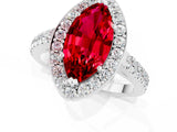 White gold Marquise Cut Halo Diamond Ring with Pavé Band and Three-Prong Setting_22