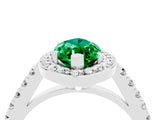 White gold Marquise Cut Halo Diamond Ring with Pavé Band and Three-Prong Setting_22