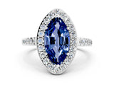 White gold Marquise Cut Halo Diamond Ring with Pavé Band and Three-Prong Setting_24