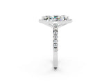 White gold Marquise Cut Halo Diamond Ring with Pavé Band and Three-Prong Setting_26