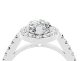 White gold Marquise Cut Halo Diamond Ring with Pavé Band and Three-Prong Setting_26