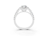White gold Marquise Cut Halo Diamond Ring with Pavé Band and Three-Prong Setting_27