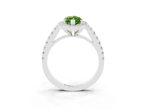 White gold Marquise Cut Halo Diamond Ring with Pavé Band and Three-Prong Setting_27
