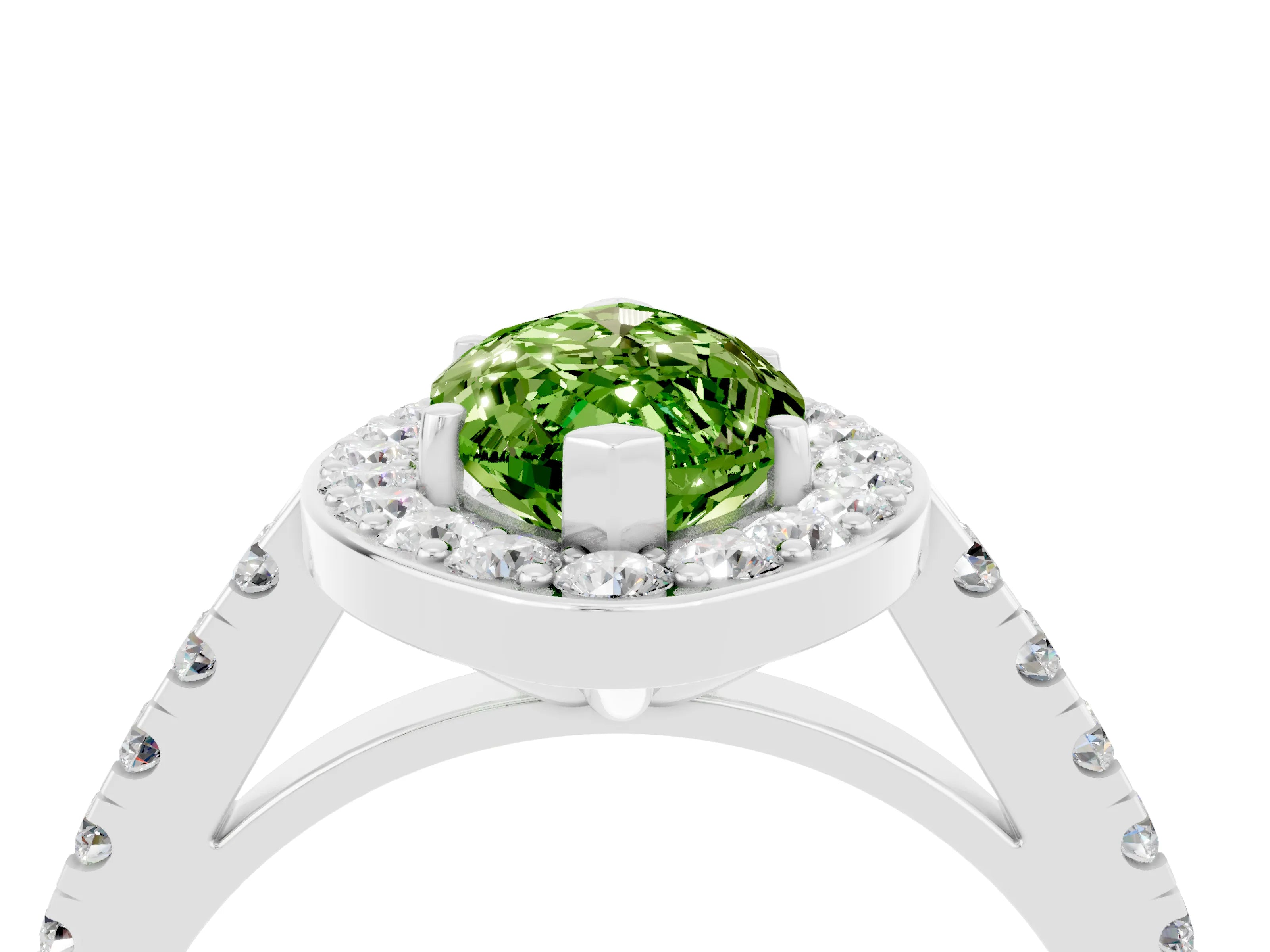 White gold Marquise Cut Halo Diamond Ring with Pavé Band and Three-Prong Setting_28