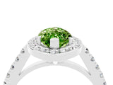 White gold Marquise Cut Halo Diamond Ring with Pavé Band and Three-Prong Setting_28