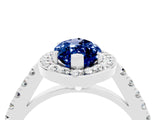 White gold Marquise Cut Halo Diamond Ring with Pavé Band and Three-Prong Setting_28