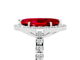 White gold Marquise Cut Halo Diamond Ring with Pavé Band and Three-Prong Setting_29