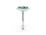 White gold Marquise Cut Halo Diamond Ring with Pavé Band and Three-Prong Setting_2