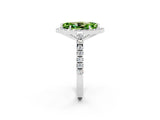 White gold Marquise Cut Halo Diamond Ring with Pavé Band and Three-Prong Setting_2