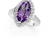 White gold Marquise Cut Halo Diamond Ring with Pavé Band and Three-Prong Setting_31