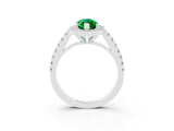 White gold Marquise Cut Halo Diamond Ring with Pavé Band and Three-Prong Setting_31