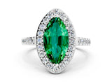 White gold Marquise Cut Halo Diamond Ring with Pavé Band and Three-Prong Setting_33